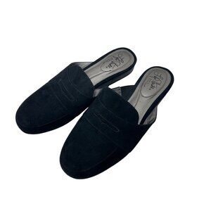 Life Stride Womens Soft System Black Suede Slip-On Mules Shoes SZ 7M Comfortable